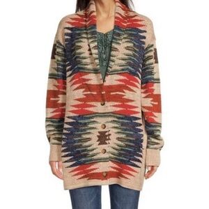 Lucky Brand Aztec Shawl Collar Cartigan